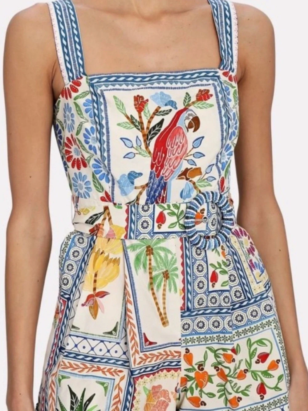 Farm Rio Tropical Tiles Romper Size Large - Picture 13 of 13